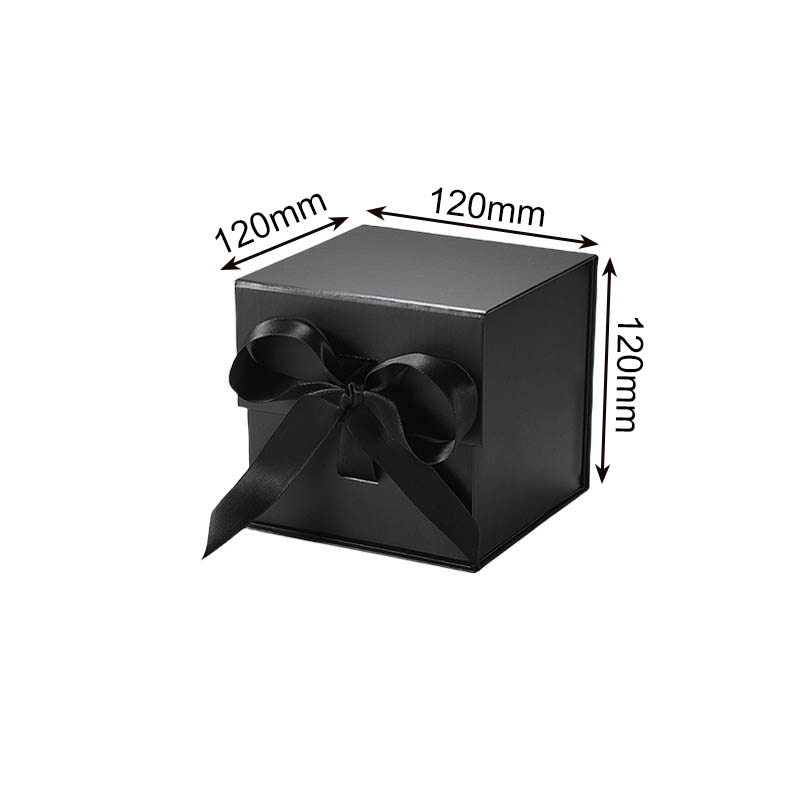 Magnetic Gift Box with Ribbon 120x120x120mm Black - 50/Pack - dimensions