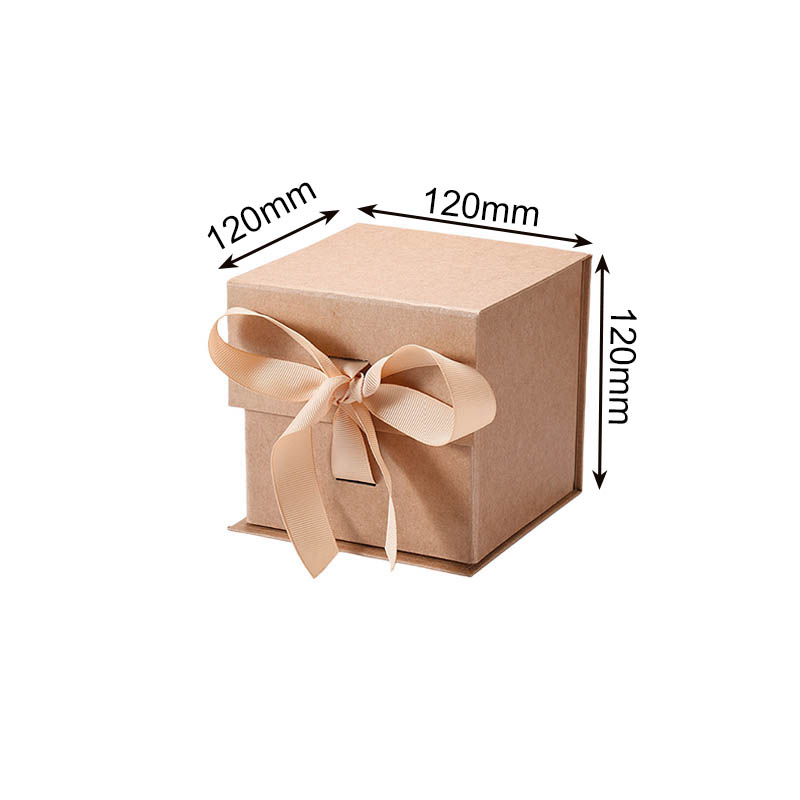 Magnetic Gift Box with Ribbon 120x120x120mm Brown - 50/Pack - dimensions