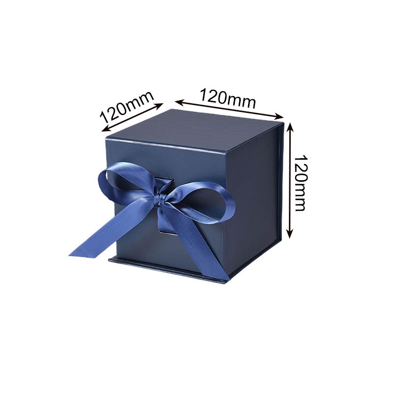 Magnetic Gift Box with Ribbon 120x120x120mm Navy Blue - 50/Pack - dimensions