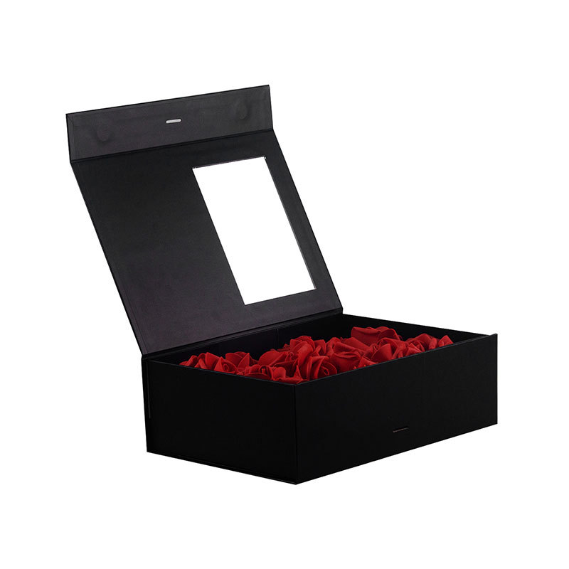 Magnetic Gift Box with Window 280x210x95mm Black - 25/Pack - dimensions