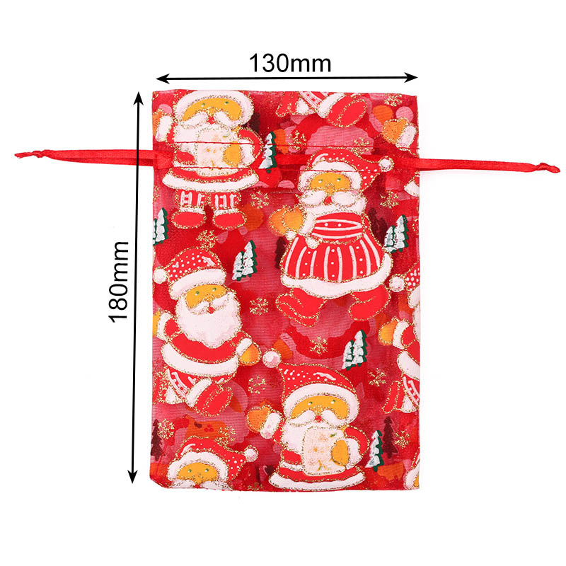 Christmas Organza Bags 130x180mm Mr. & Mrs. Santa - 50/Pack - dimensions