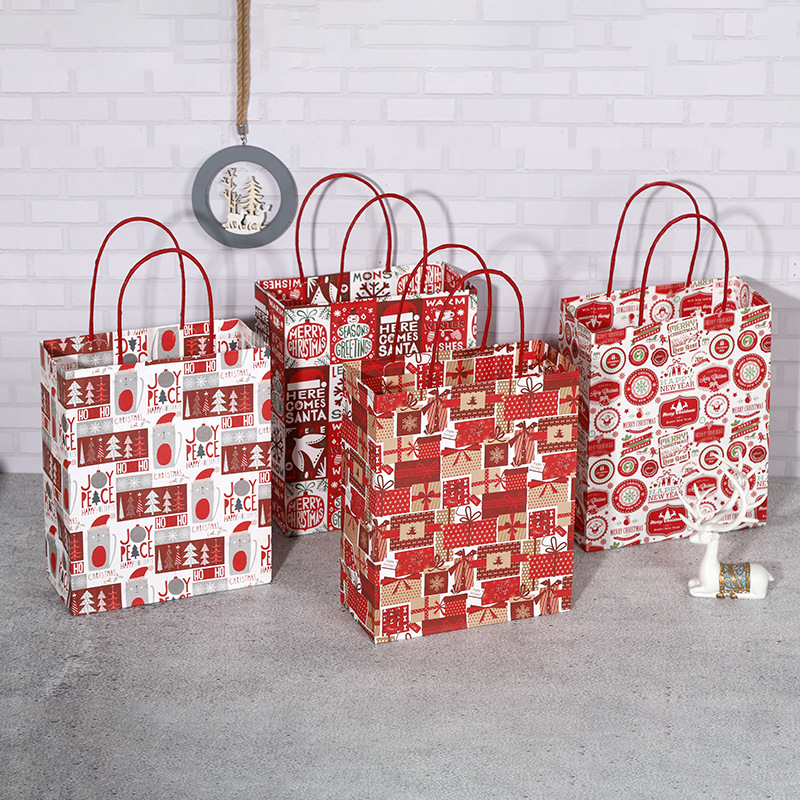 Large Christmas Paper Bags with Handles 320x420x110mm - 48/Pack - dimensions