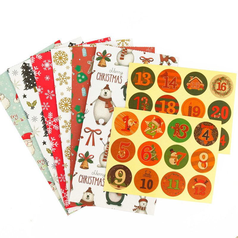 Christmas Paper Bags 120x230x75mm with Stickers - 24/Pack - dimensions