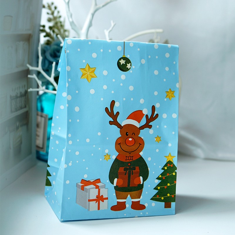 Christmas Paper Bags 130x240x80mm Reindeer Pattern - 50/Pack - dimensions