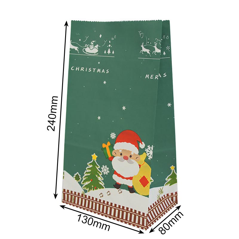 Christmas Paper Bags 130x240x80mm Santa Claus Pattern - 50/Pack - dimensions