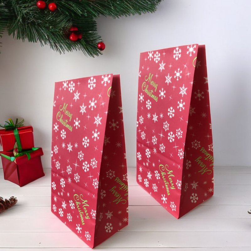 Christmas Paper Bags 130x240x80mm Snowflake Pattern - 50/Pack - dimensions