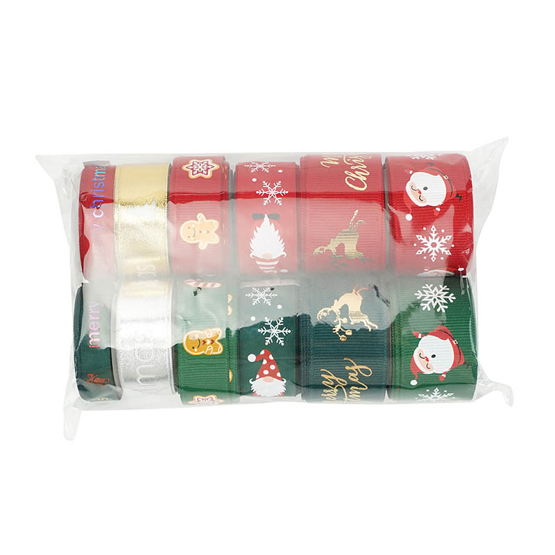 Christmas Grosgrain Ribbon 2.7M Long - 12 Rolls - dimensions