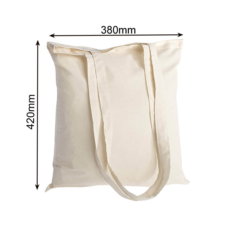 Calico Tote Bags Long Handles 380x420mm - 50/Pack - dimensions