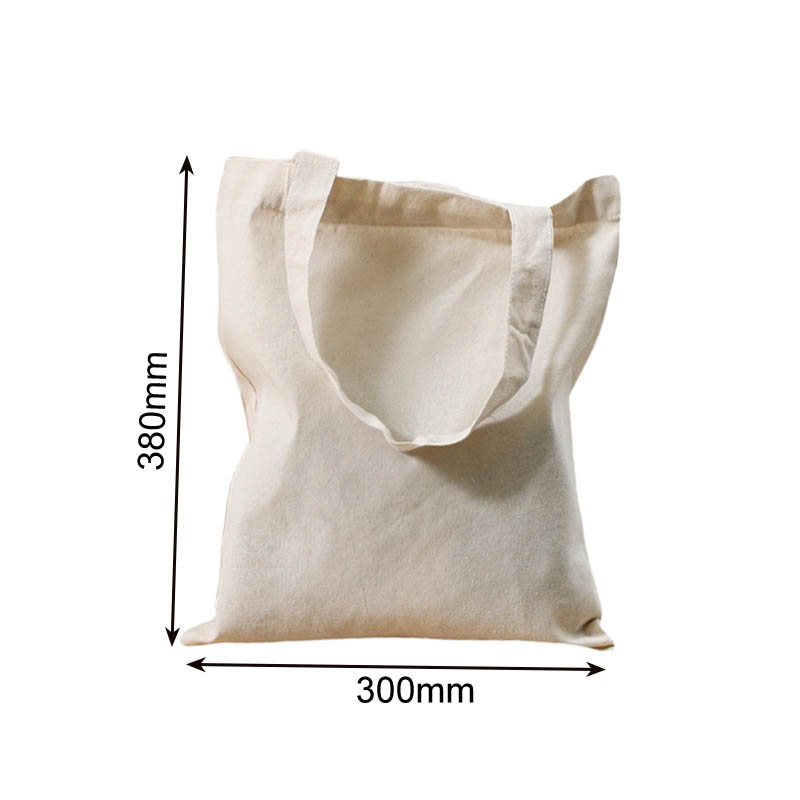 Calico Tote Bags Short Handles 300x380mm - 50/Pack - dimensions