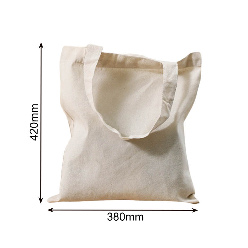 Calico Tote Bags Short Handles 380mmx420mm - 50/Pack - dimensions