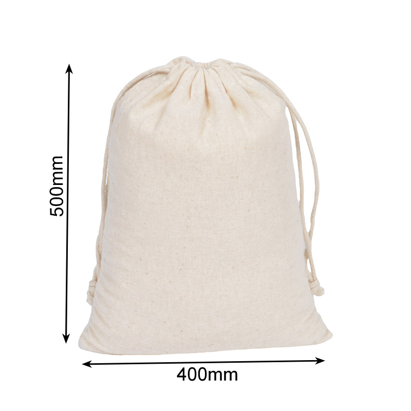 Large Calico Drawstring Bags 400x500mm - 50/Pack - dimensions