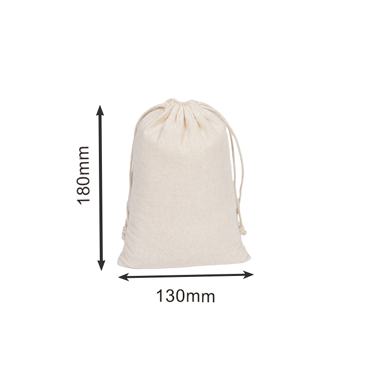 Mini Calico Drawstring Bags 130x180mm - 50/Pack - dimensions