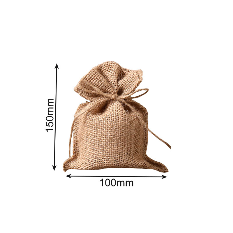 Hessian Drawstring Gift Bags 100x150mm - 10/Pack - dimensions