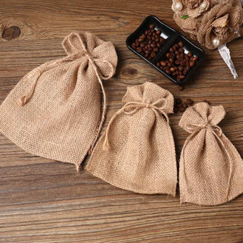 Hessian Drawstring Gift Bags 100x150mm - 10/Pack - dimensions