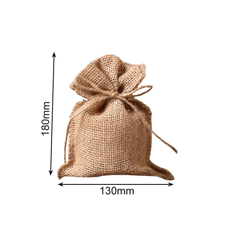 Hessian Drawstring Gift Bags 130x180mm - 10/Pack - dimensions