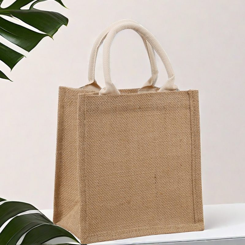 Medium Jute Tote Shopping Bags 360x320x180mm - 6/Pack - dimensions