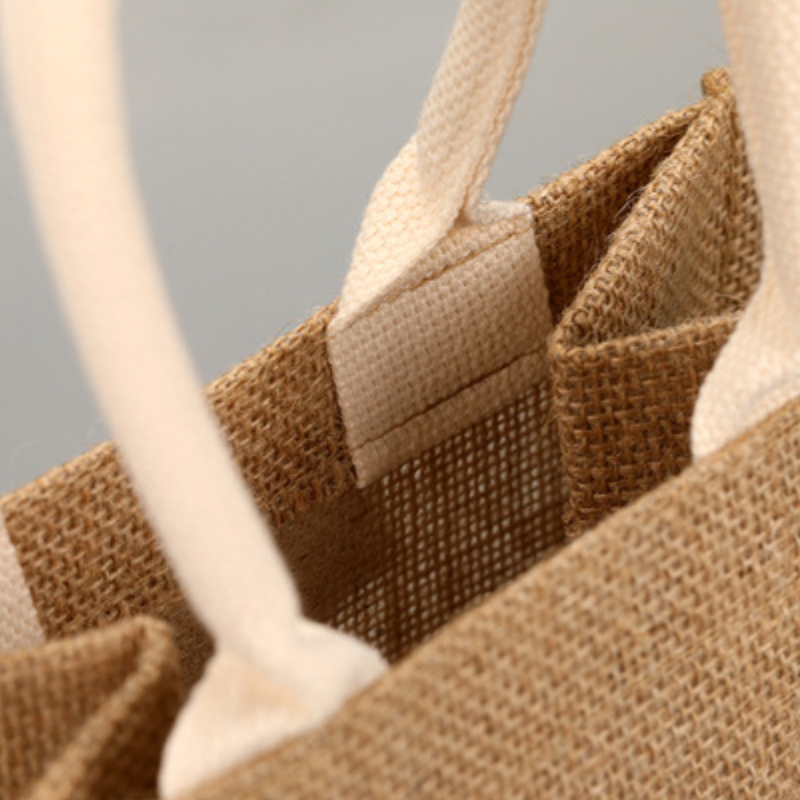 Small Jute Tote Shopping Bags 210x230x150mm - 6/Pack - dimensions