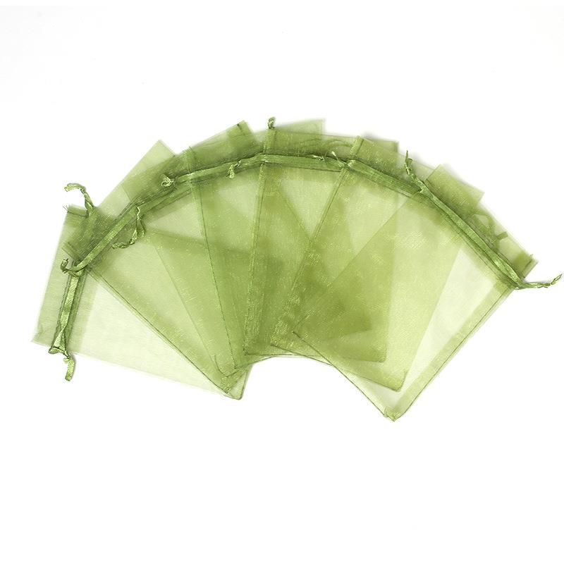 Army Green Organza Bags - 100/Pack - dimensions