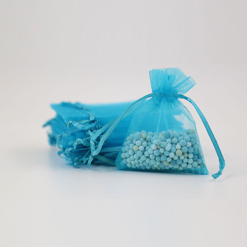 Lake Blue Organza Bags - 100/Pack - dimensions