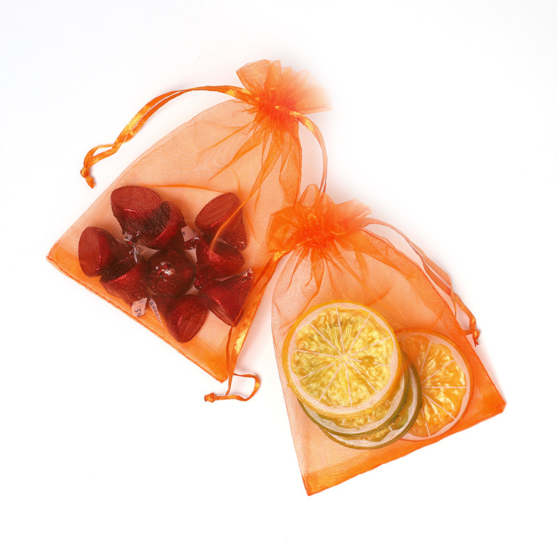 Orange Organza Bags - 100/Pack - dimensions