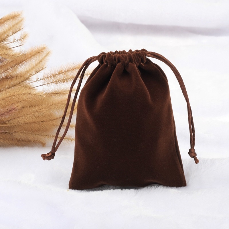 Double Sided Velvet Drawstring Bags 150x200mm Brown - 50/Pack - dimensions