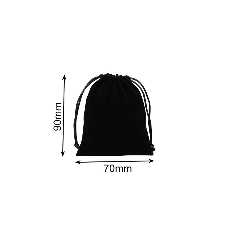 Double Sided Velvet Drawstring Bags 70x90mm Black - 50/Pack - dimensions