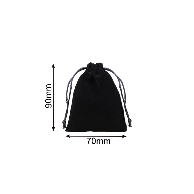 Velvet Drawstring Bags 70x90mm Black - 50/Pack - dimensions