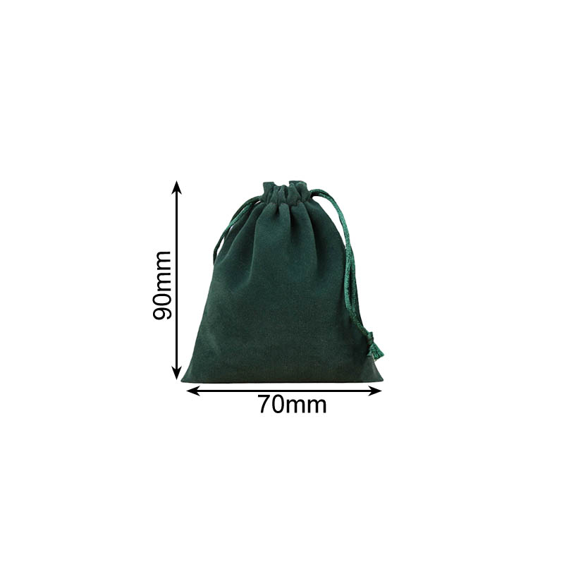 Velvet Drawstring Bags 70x90mm Dark Green - 50/Pack - dimensions