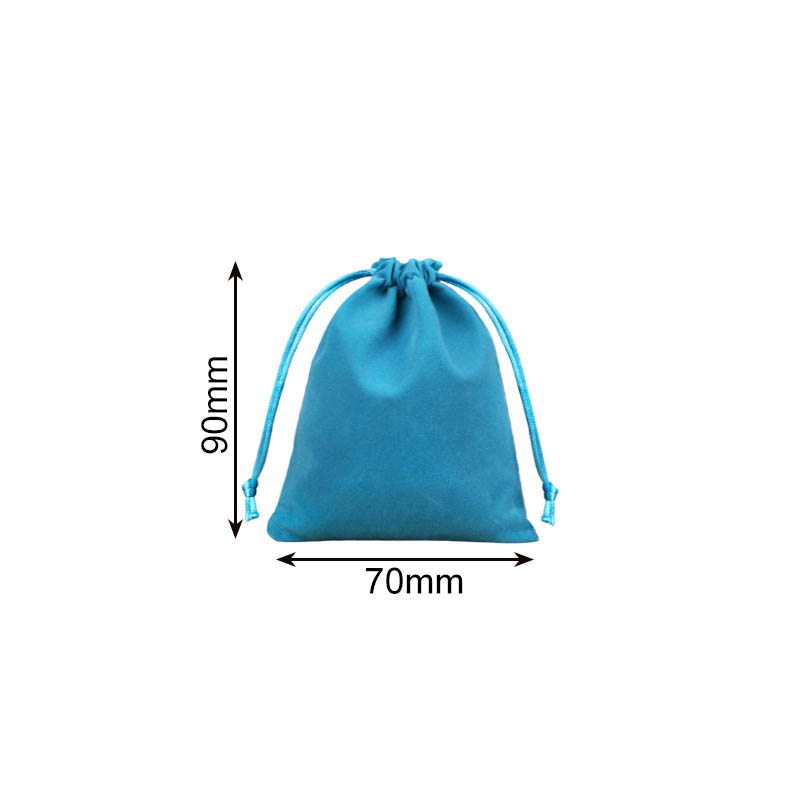 Velvet Drawstring Bags 70x90mm Lake Blue - 50/Pack - dimensions