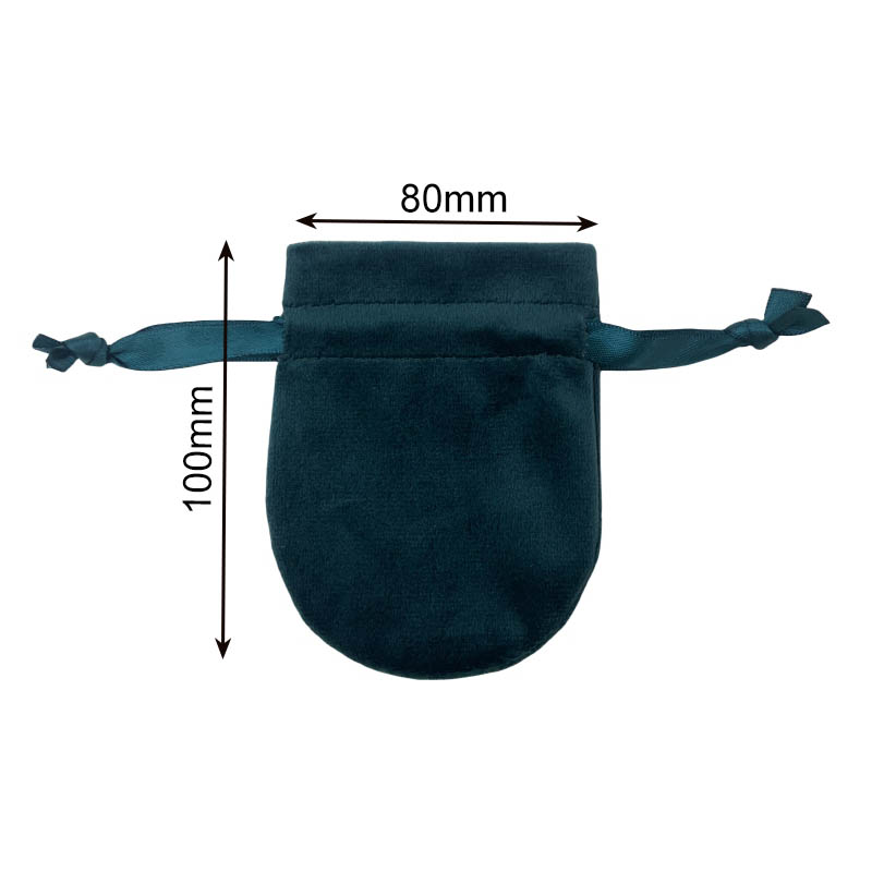 Velvet Satin Drawstring Bags 80x100mm Dark Green - 50/Pack - dimensions