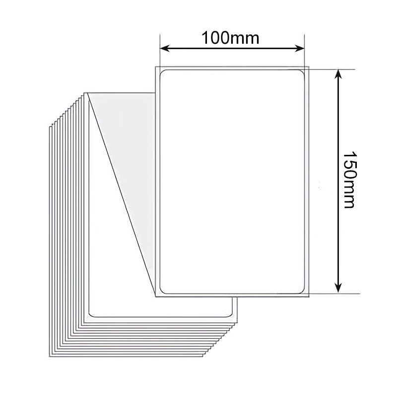 Direct Thermal Labels 100x150mm 6 Stacks - 1000 Sheets/Stack - dimensions