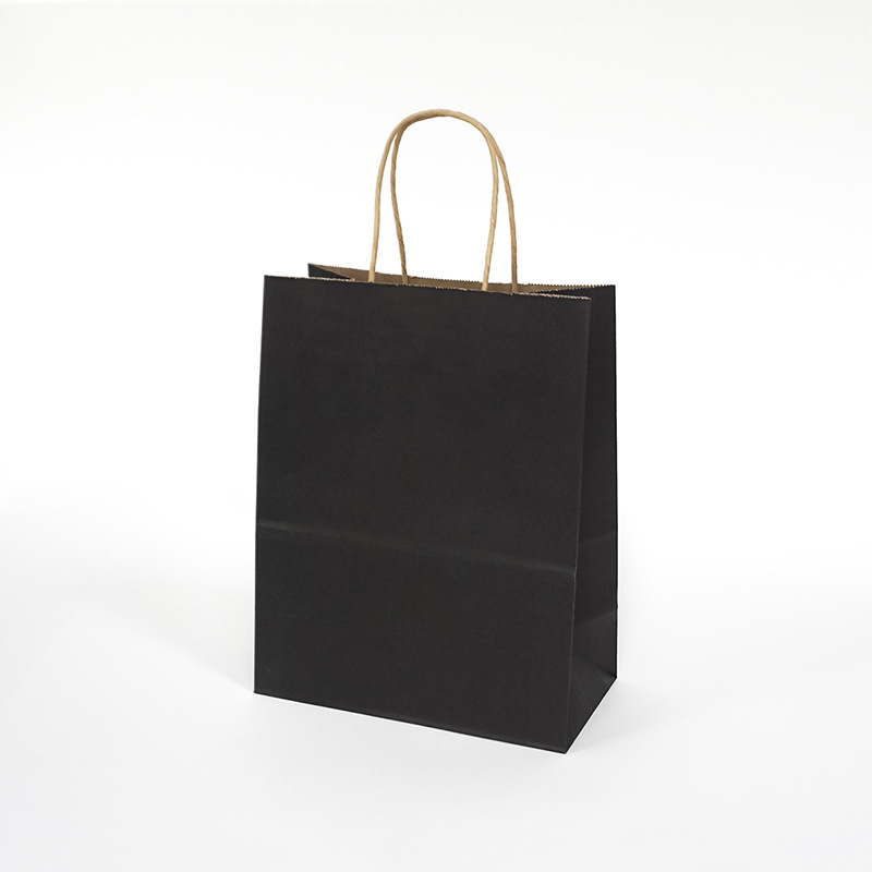 Medium Paper Bags Twisted Handles 260x320mm Black - 50/Pack - dimensions