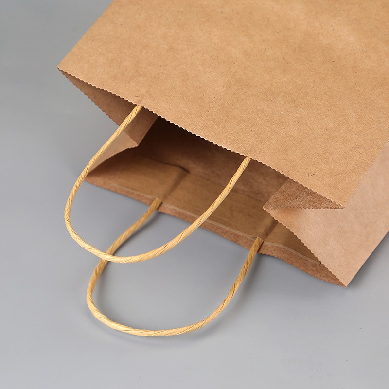 Mini Paper Bags Twisted Handles 150x210mm Brown - 50/Pack - dimensions