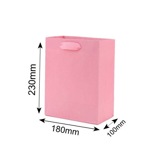 Matt Laminated Paper Bags 180x100x230mm Pink - 50/Pack - dimensions