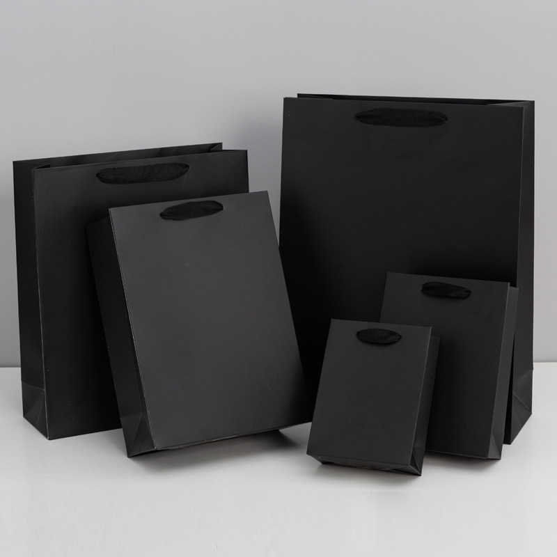 Matt Laminated Paper Bags 280x150x350mm Black - 50/Pack - dimensions