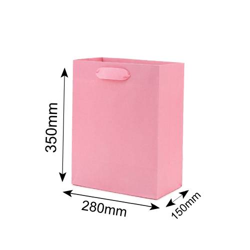 Matt Laminated Paper Bags 280x150x350mm Pink - 50/Pack - dimensions