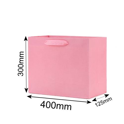 Matt Laminated Paper Bags 400x125x300mm Pink - 50/Pack - dimensions