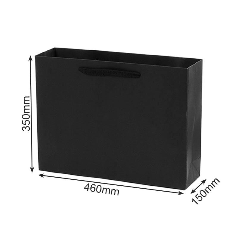 Matt Laminated Paper Bags 460x150x350mm Black - 50/Pack - dimensions