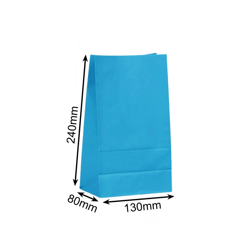 Medium Paper Gift Bags No Handles 130x240mm Blue - 100/Pack - dimensions