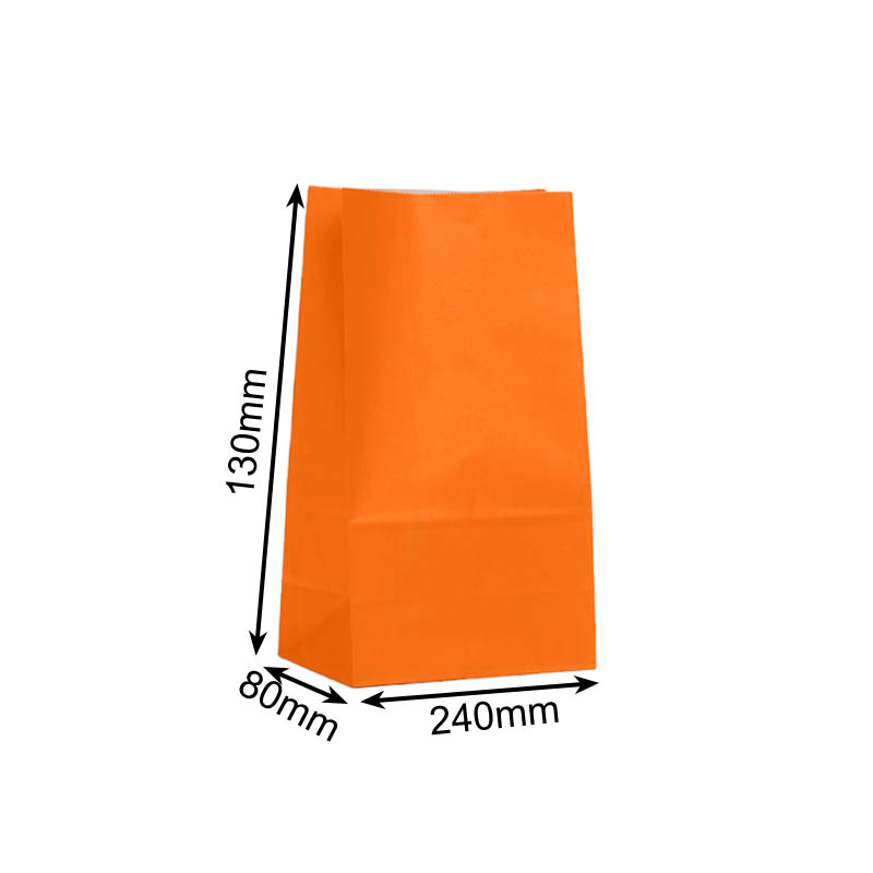 Medium Paper Gift Bags No Handles 130x240mm Orange - 100/Pack - dimensions