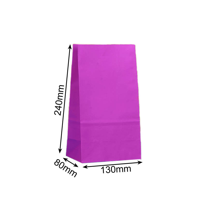 Medium Paper Gift Bags No Handles 130x240mm Purple - 100/Pack - dimensions