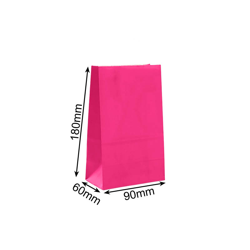 Medium Paper Gift Bags No Handles 130x240mm Rose Pink - 100/Pack - dimensions