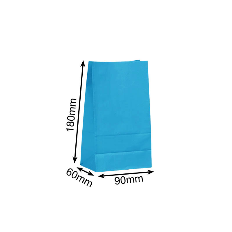 Small Paper Gift Bags No Handles 90x180mm Blue - 100/Pack - dimensions