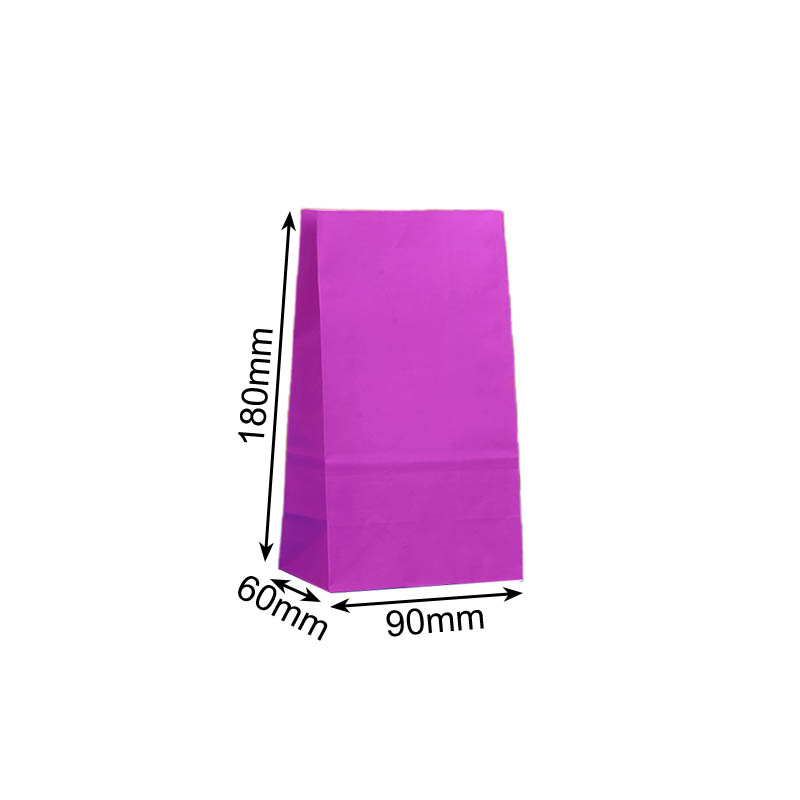 Small Paper Gift Bags No Handles 90x180mm Purple - 100/Pack - dimensions