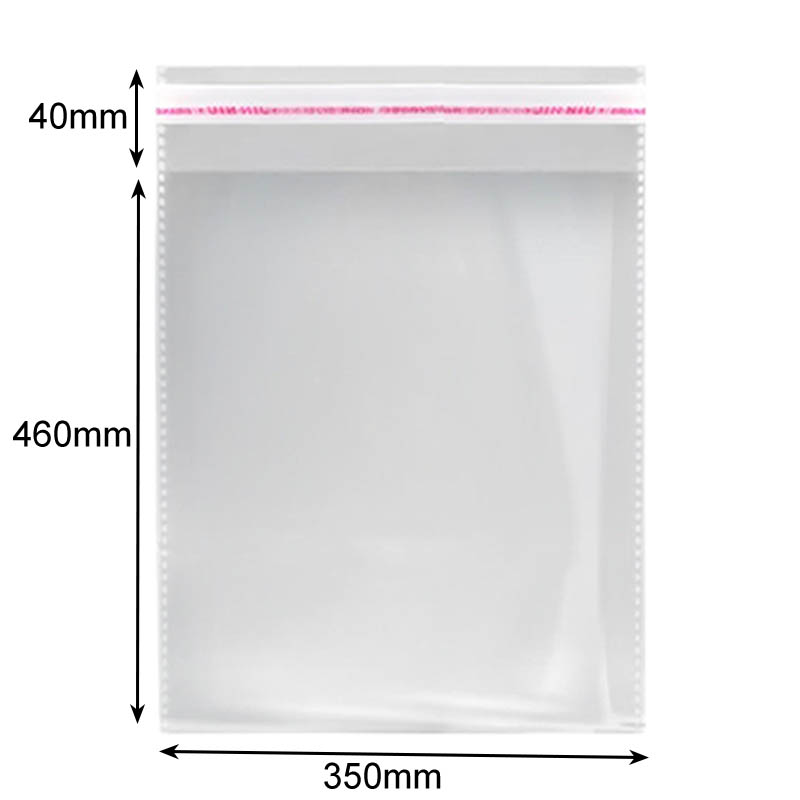 Peel and Seal Cellophane Bags 350x460mm - 1000/Pack - dimensions