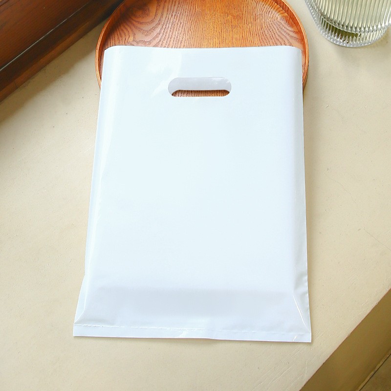 Large Plastic Bags with Die Cut Handles 300x400mm White - 100/Pack - dimensions