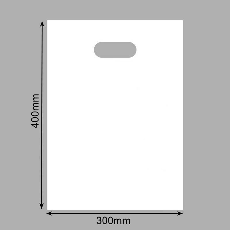 Large Plastic Bags with Die Cut Handles 450x550mm White - 100/Pack - dimensions