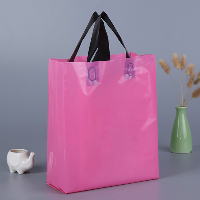 Large Plastic Tote Bags 350x450x60mm Pink - 100/Pack - dimensions