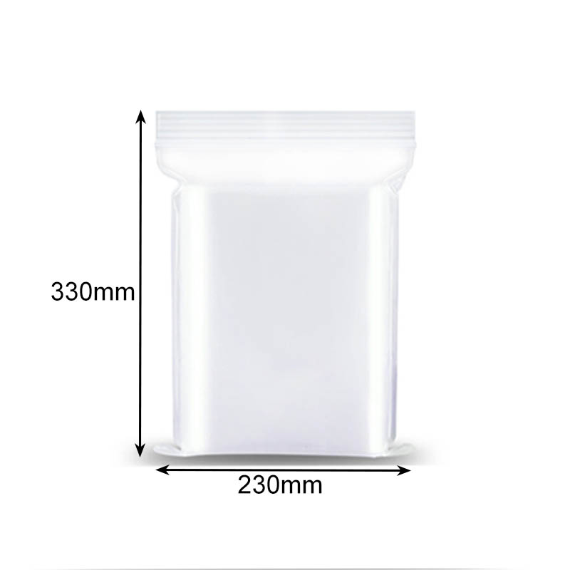 Lock Seal Plastic Bags 230x330mm Clear - 1000/Pack - dimensions