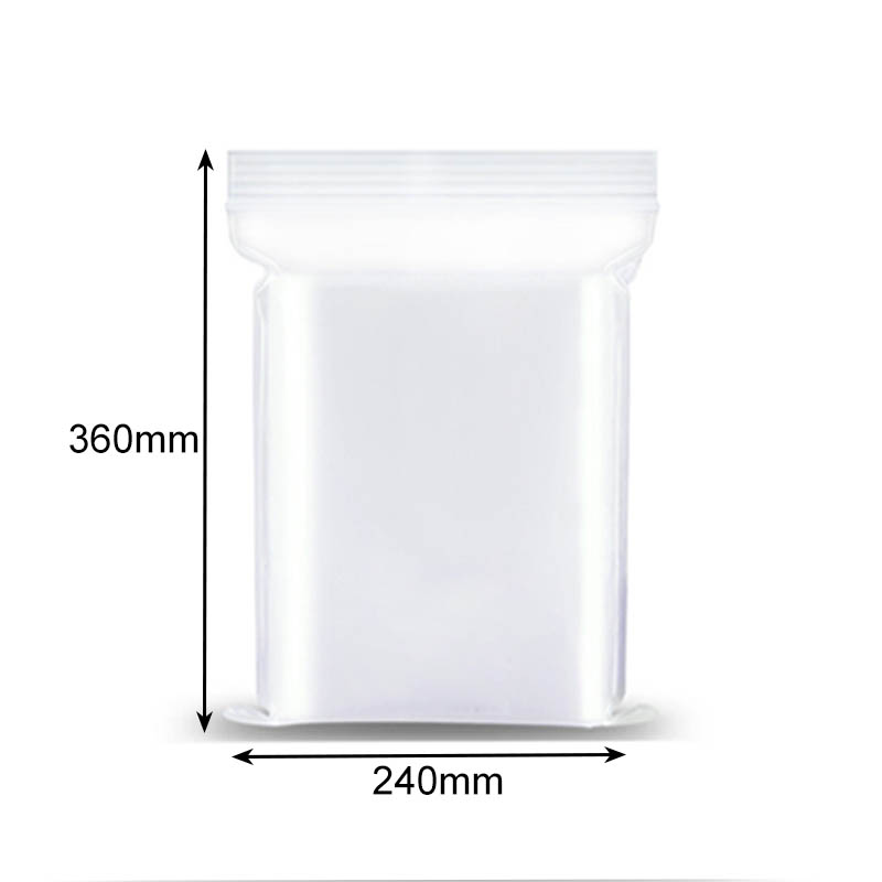 Plastic Bags with Zipper Top 240x360mm Clear - 1000/Pack - dimensions